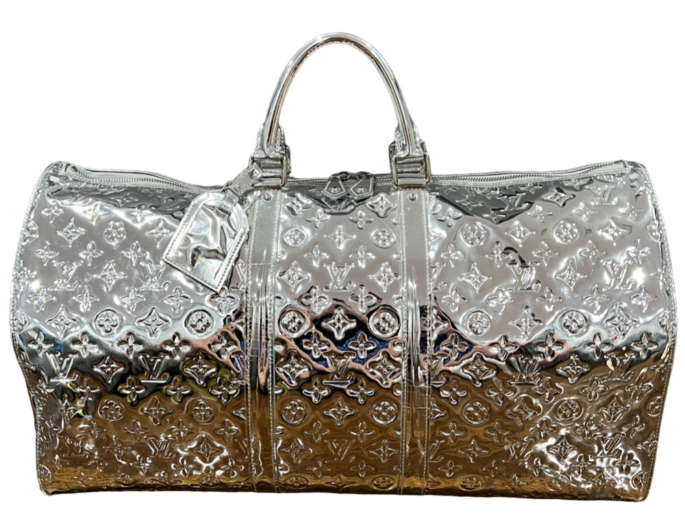 Louis Vuitton Keepall 55 Monogram Miroir Silver Mirror Weekend Travel Duffle Bag